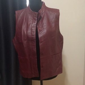 100% Leather Burgundy Vest